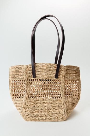 BOLSO MINI SHOPPER RAFIA - Beige claro de Zara