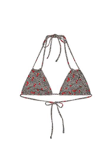 TOP BIKINI ESTAMPADO ANIMAL CEREZAS - Leopardo de Zara