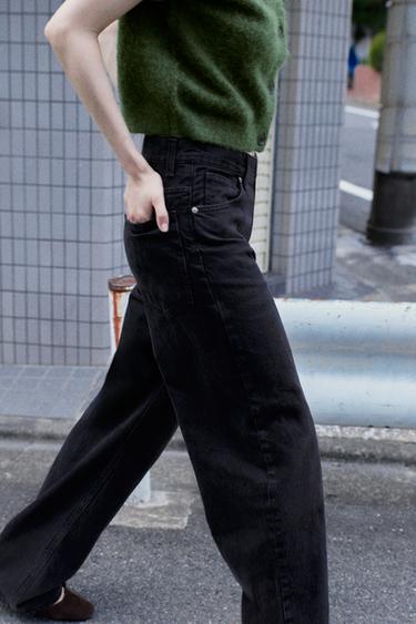 JEANS TRF STRAIGHT WIDE TIRO ALTOブラウンZaraのJEANS TRF STRAIGHT WIDE TIRO ALTO - ブラウン