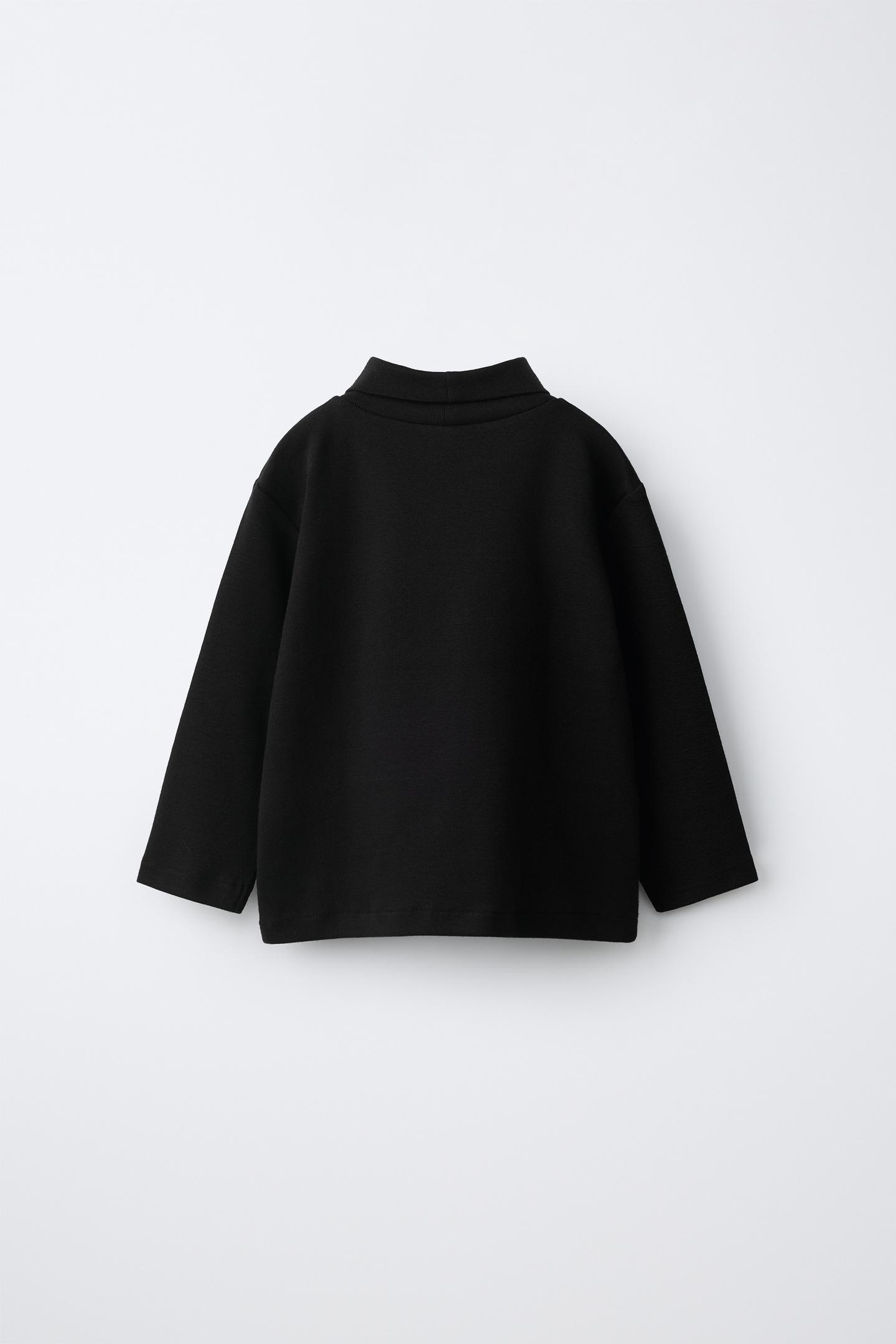 Детская футболка Zara Plain Turtleneck, цвет: Чёрный — фото 2