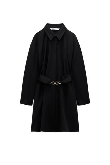BELTED SHIRT DRESS WITH BEJEWELLED DETAIL