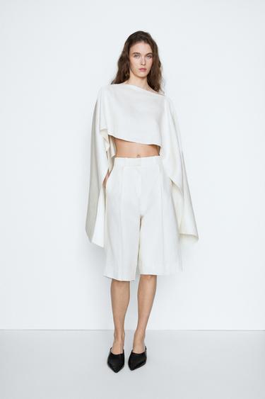 Capa ligera asimétrica - STUDIO - Blanco de Zara