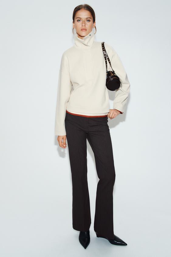 SUDADERA CUELLO ALTO INTERLOCK - Crudo medio de Zara - Imagen 0