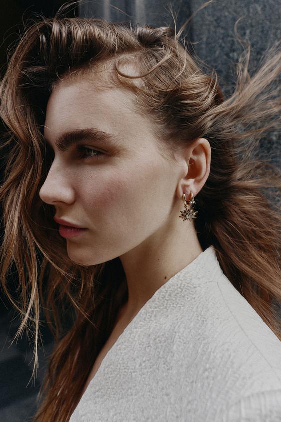 Zara MINI HOOP AND STAR EARRING PACK - Aged gold - Image 0