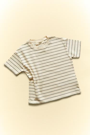 T-SHIRT ENFANT COTON RAYURES - Beige clair de Zara - Image 6
