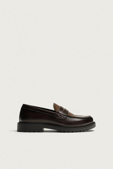 PENNY LOAFERS WITH TRACK SOLES - Brown by Zara