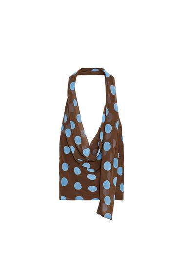HALTER-TOP PUNKTE FOULARD - Braunblau von Zara - Bild 0