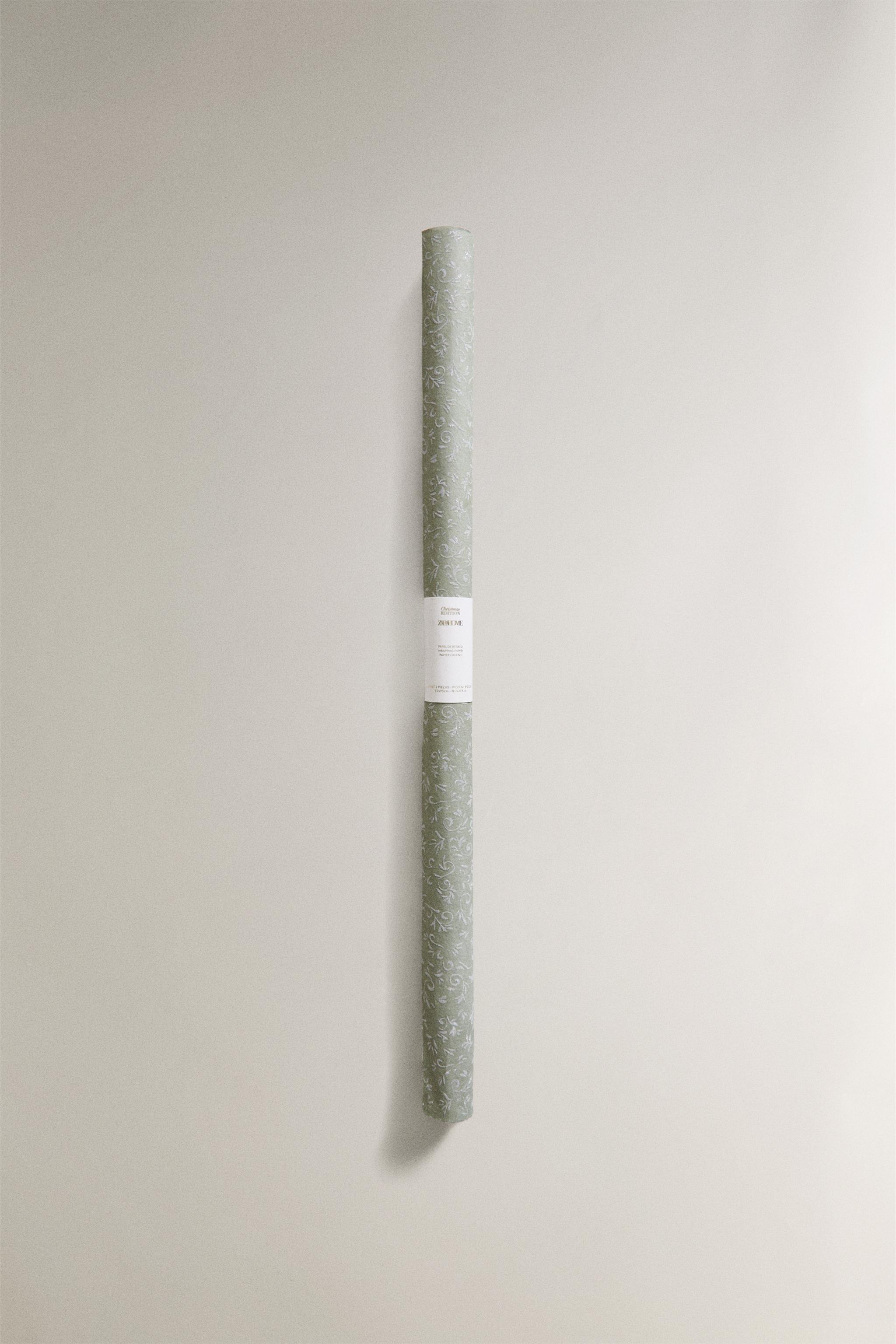 CHRISTMAS GLITTER LEAF WRAPPING PAPER