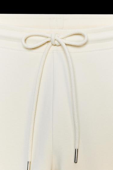 Zara INTERLOCK FLARE PANTS - Ecru