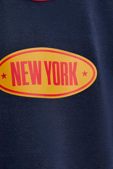 T-SHIRT À INSCRIPTION - Bleu de Zara - Image 2