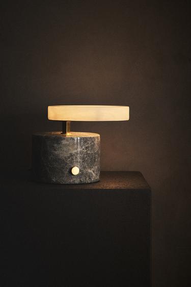 ALABASTER AND MARBLE TABLE LAMP - Anthracite grey by Zara