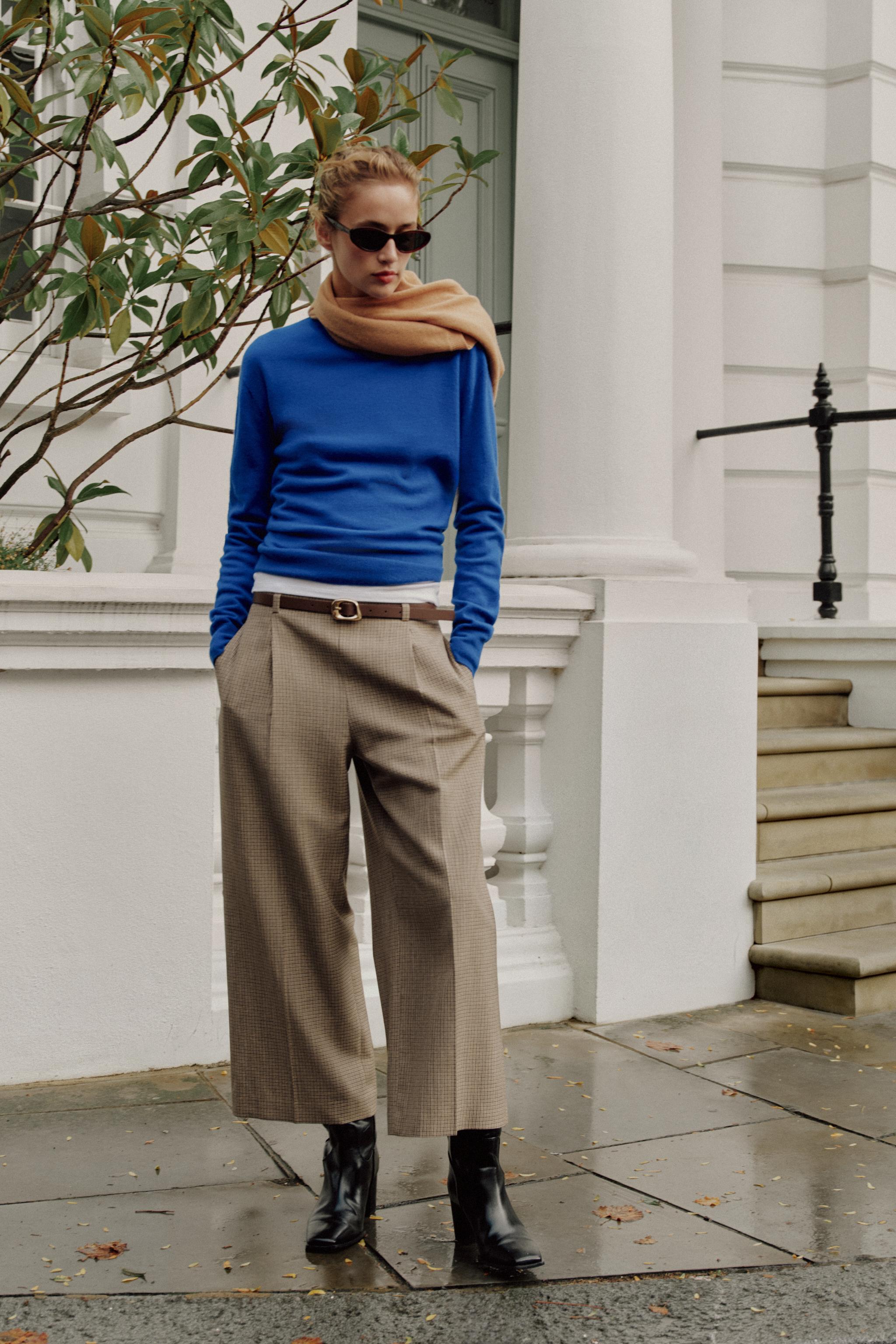 Plaid Culotte Pants With Belt by Zara