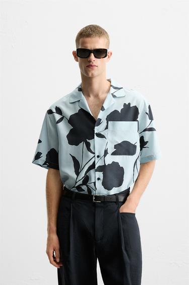 FLORAL PRINT SHIRT - Sky blue by Zara