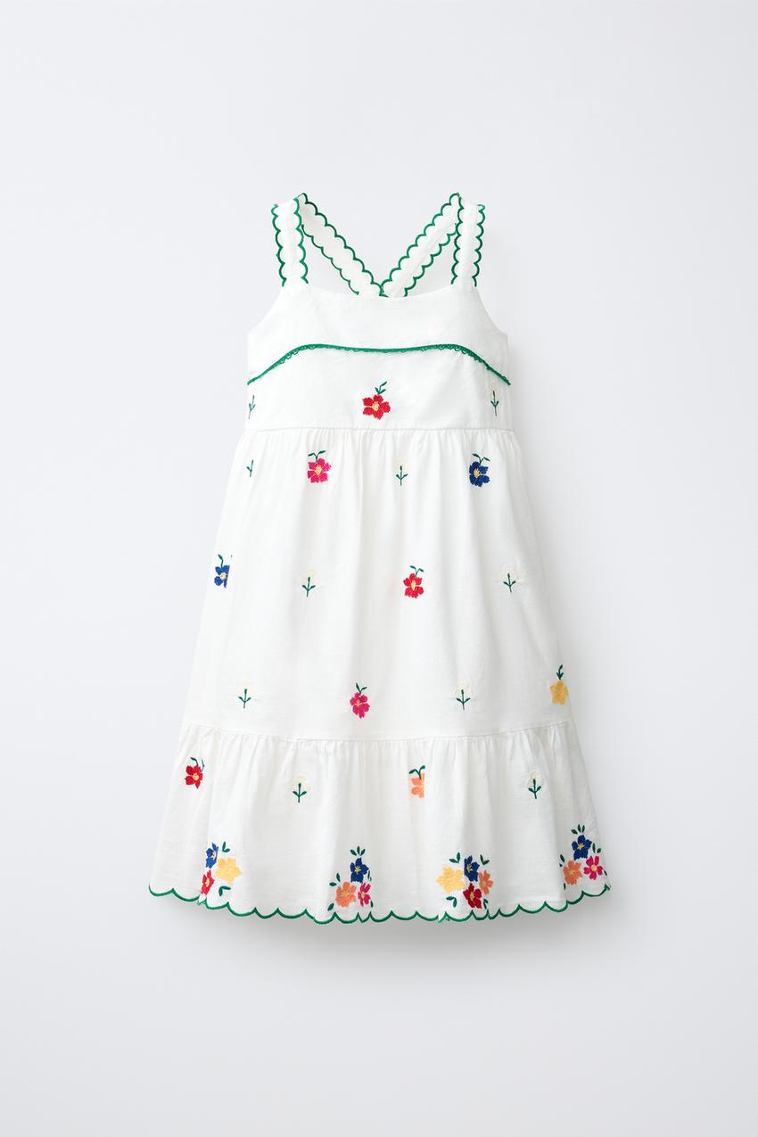 embroidered flower dress zara Zara - Embroidered Flower Dress - Fuchsia - 1 Years (33,9 Inches)