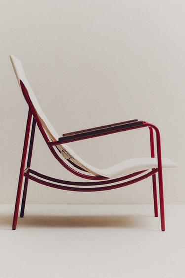 COLOURED TEXTURED METAL CHAIR - Ecru / Red by Zara