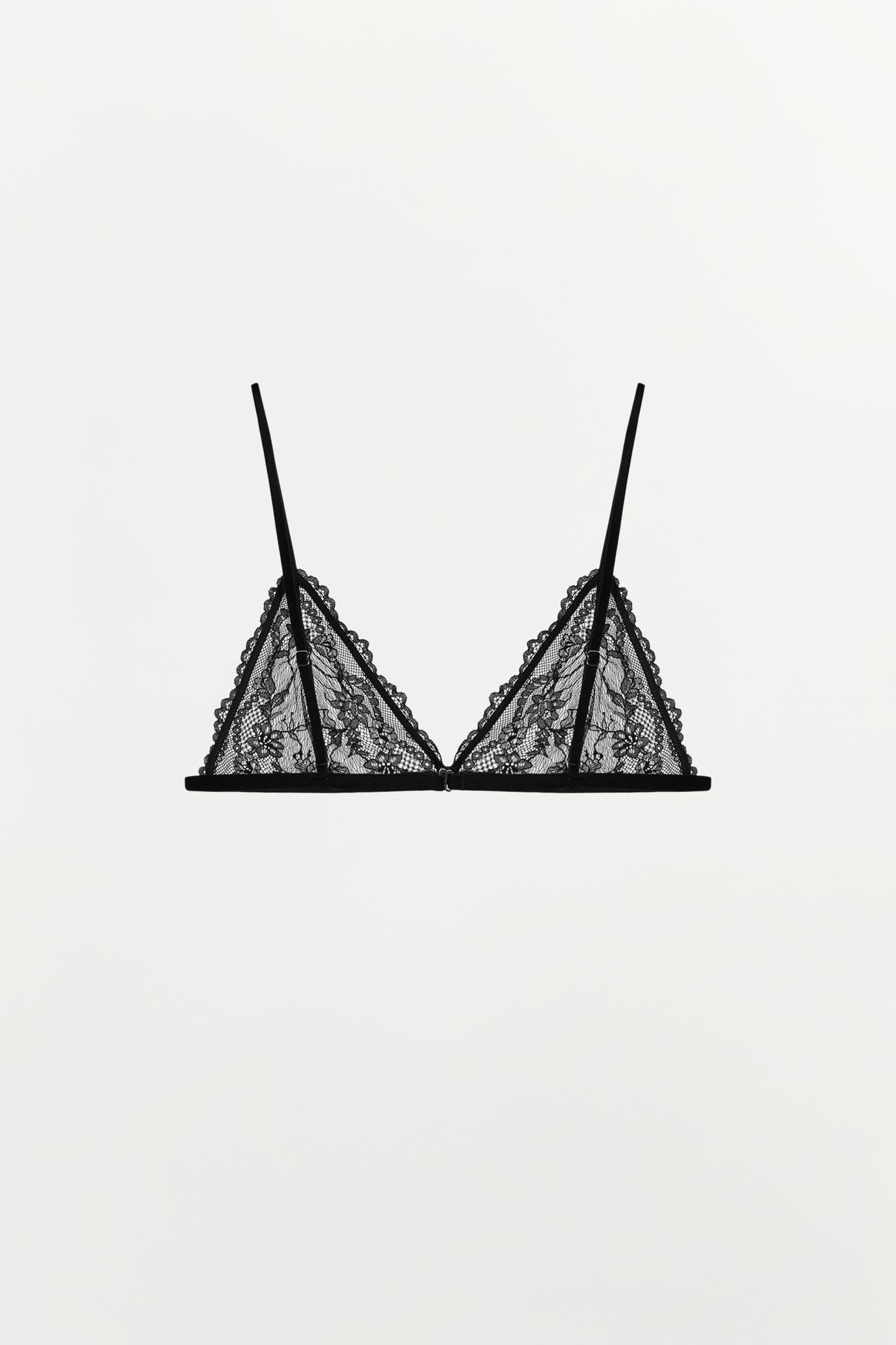 Бра, треугольные чашки, кружево — Zara, цвет: Чёрный — фото 6
