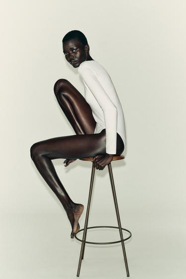 BASIC POLYAMIDE BODYSUIT - White by Zara