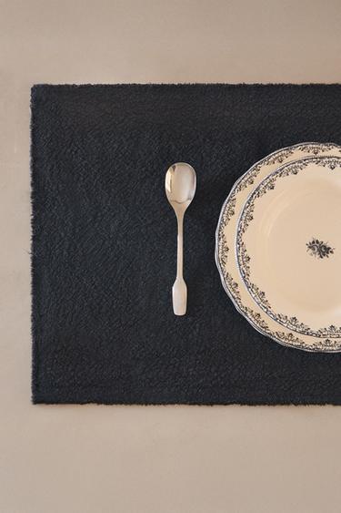 SET DE TABLE LIN BORD EFFILOCHÉ - Bleu de Zara