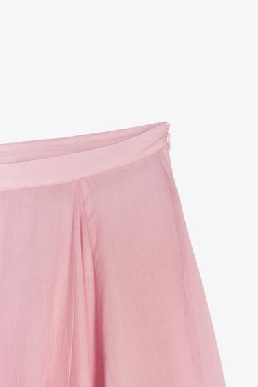 JUPE ÉVASÉE EN COTON ZW COLLECTION - Rose de Zara - Image 7