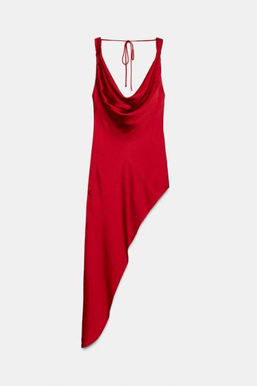 ZW COLLECTION ASYMMETRIC SATIN TOP - Red by Zara