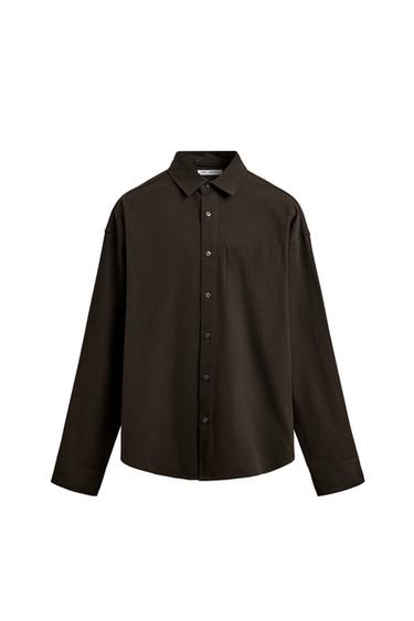 FLOWING RELAXED FIT SHIRT - Dark brown by Zara