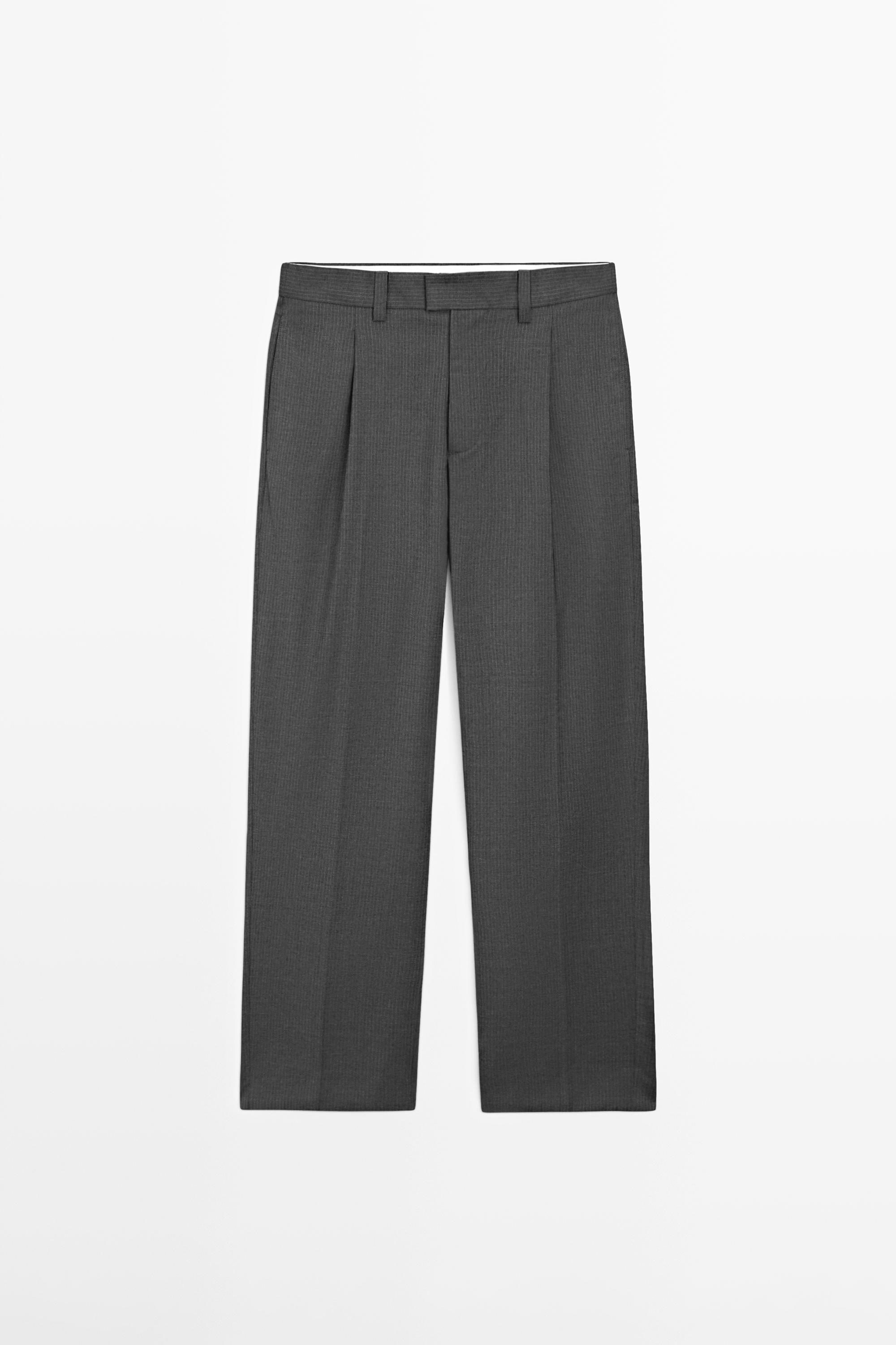 Pantalon à pinces en laine mélangée