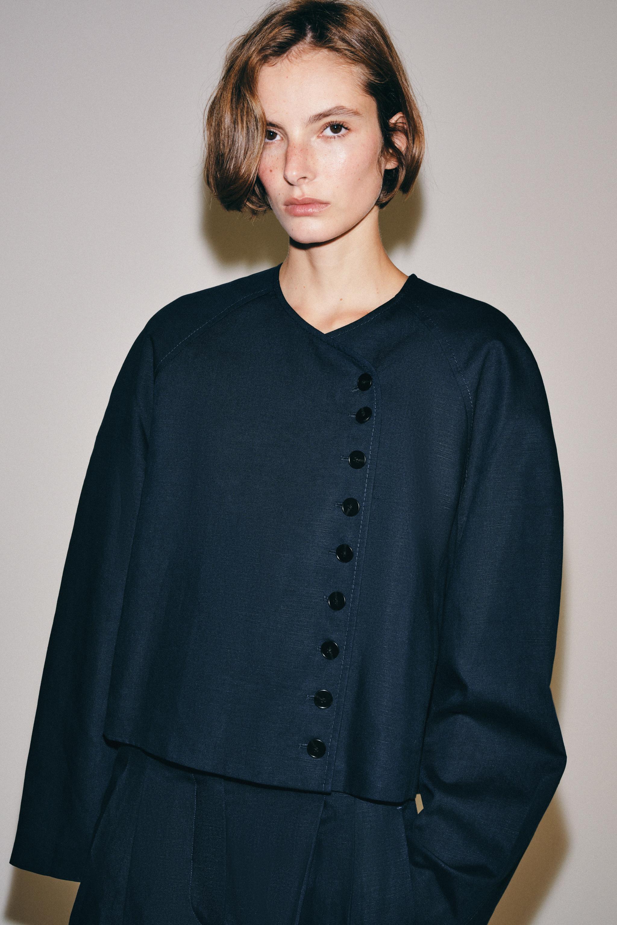 ZW COLLECTION CROPPED BLAZER — Navy blue