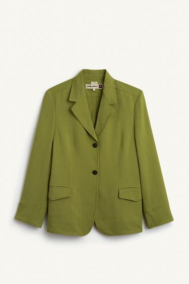 Zara LINEN BLEND BLAZER 16 - Green