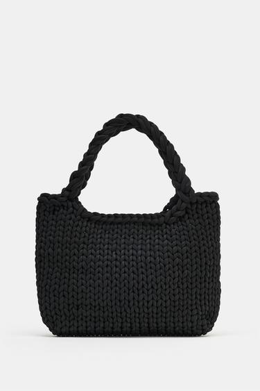 BOLSO SHOPPER TRENZADO - Negro de Zara