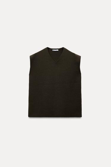 SLIT TOP - Dark brown by Zara