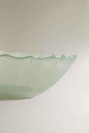 SCALLOPED GLASS BOWL - Sea green by Zara - Image 3
