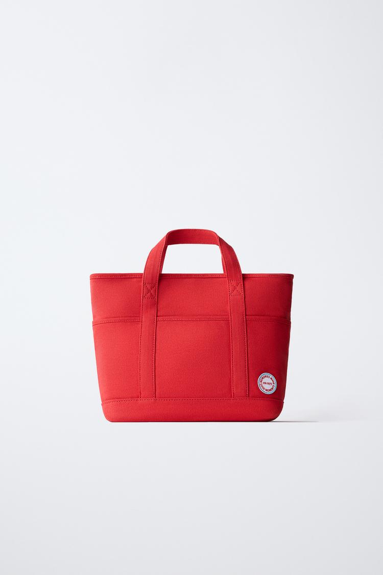 SOLID SHOPPER BAG — Red