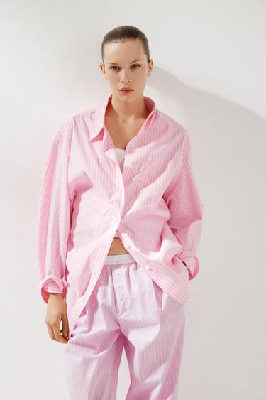 CAMISA OVERSIZE DE POPELINA LISTRADA -  da Zara