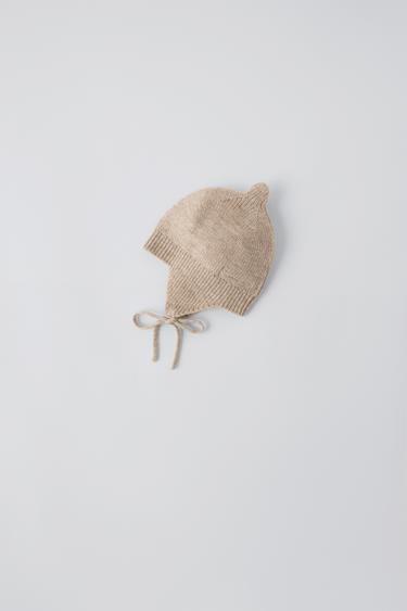 Zara WOOL AND CASHMERE HAT - Tan marl - Image 0