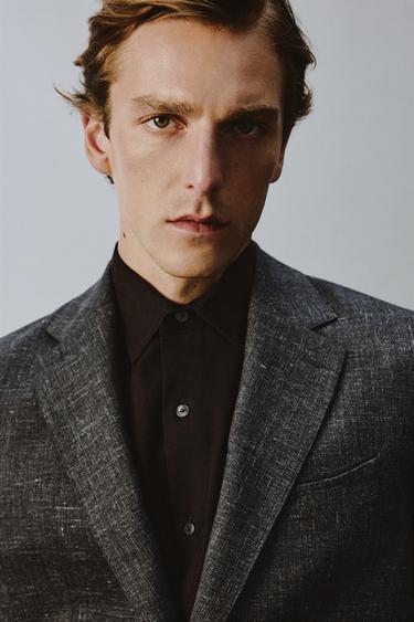 REGULAR FIT TEXTURED SUIT BLAZER - Dark brown by Zara - Image 5