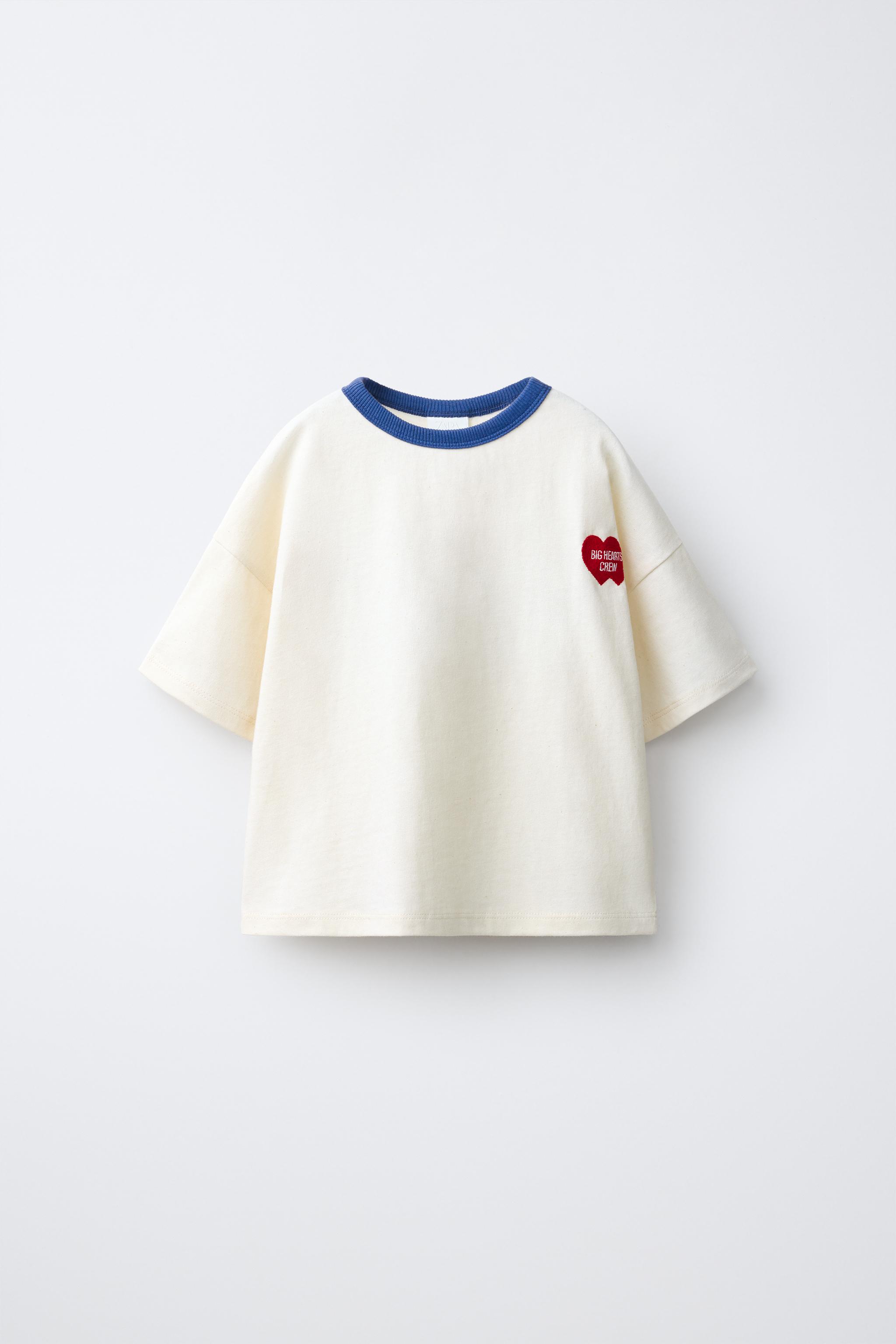Детские футболки Zara CONTRAST EMBROIDERY T-SHIRT — фото 2