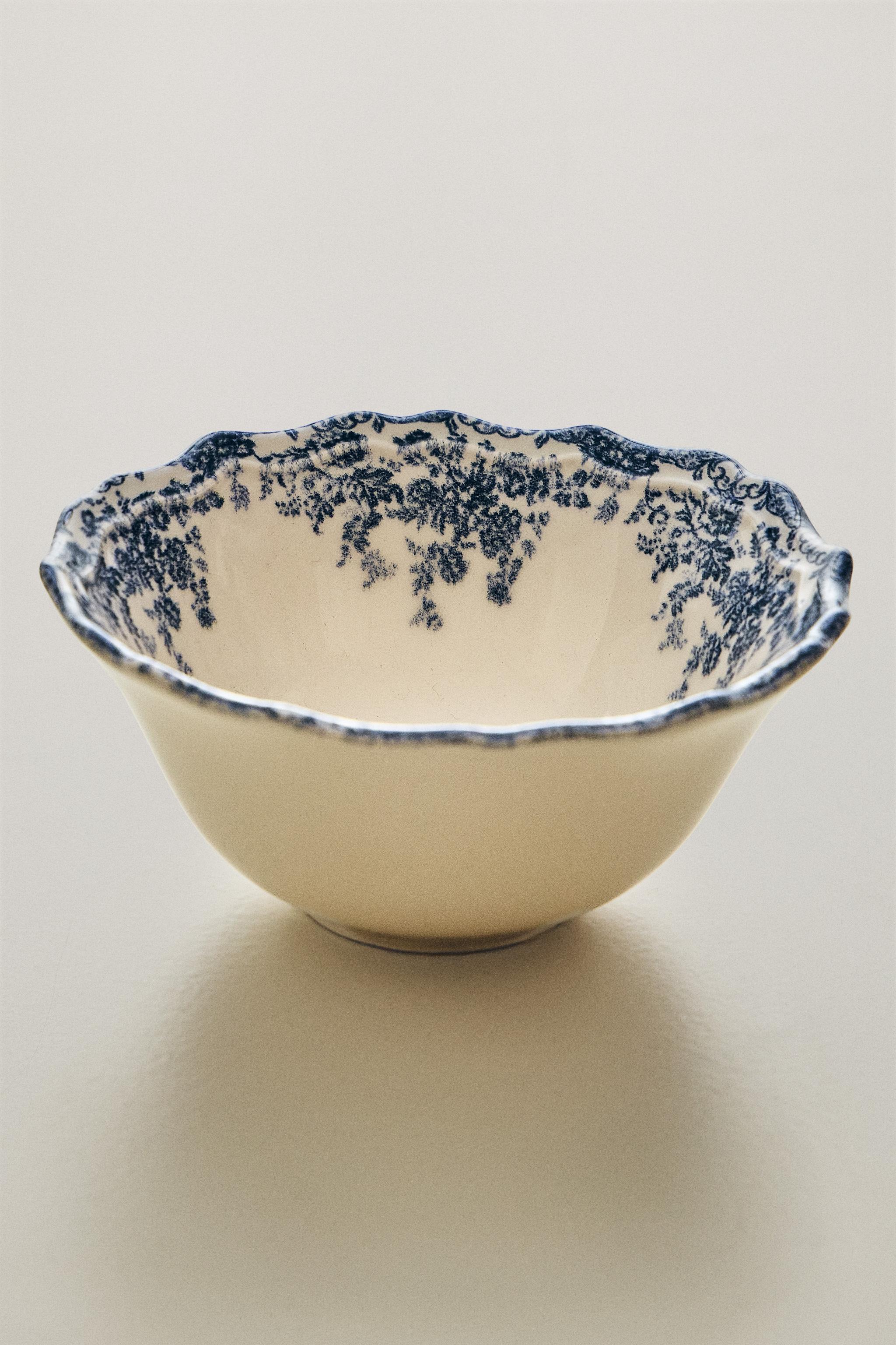 FLORAL EARTHENWARE SNACK BOWL