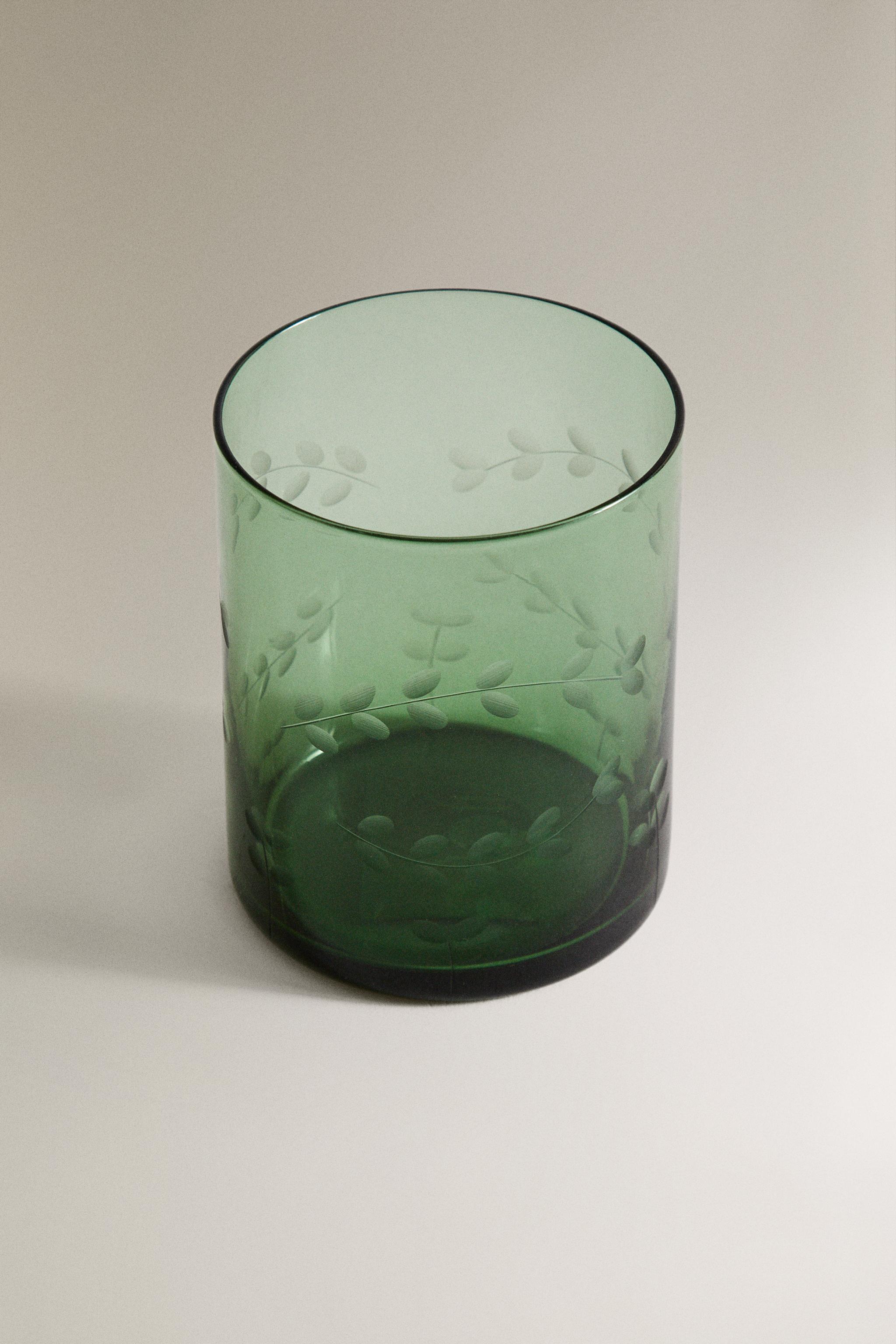 CHRISTMAS GLASS LEAF TUMBLER