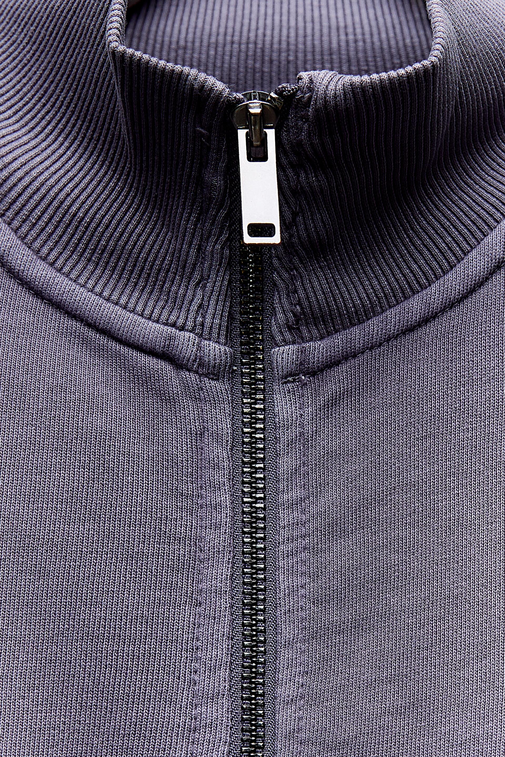 RIB ZIP SWEATSHIRT - Anthracite grey