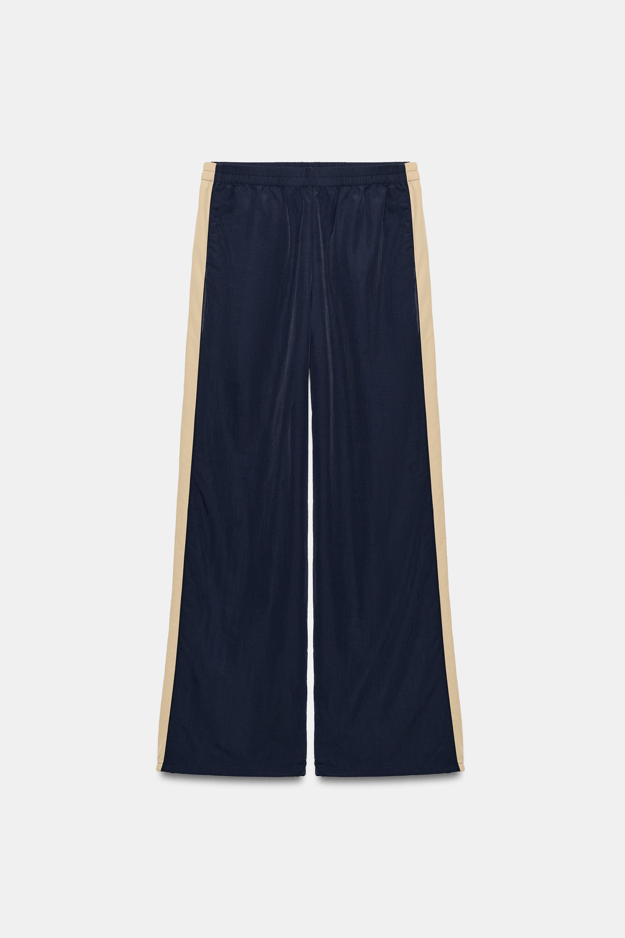 Zara Yan Şeritli Naylon Pantolon görsel 7