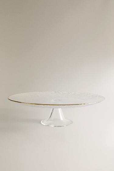 RAISED GLASS SERVING DISH WITH GOLD RIM - 990 by Zara