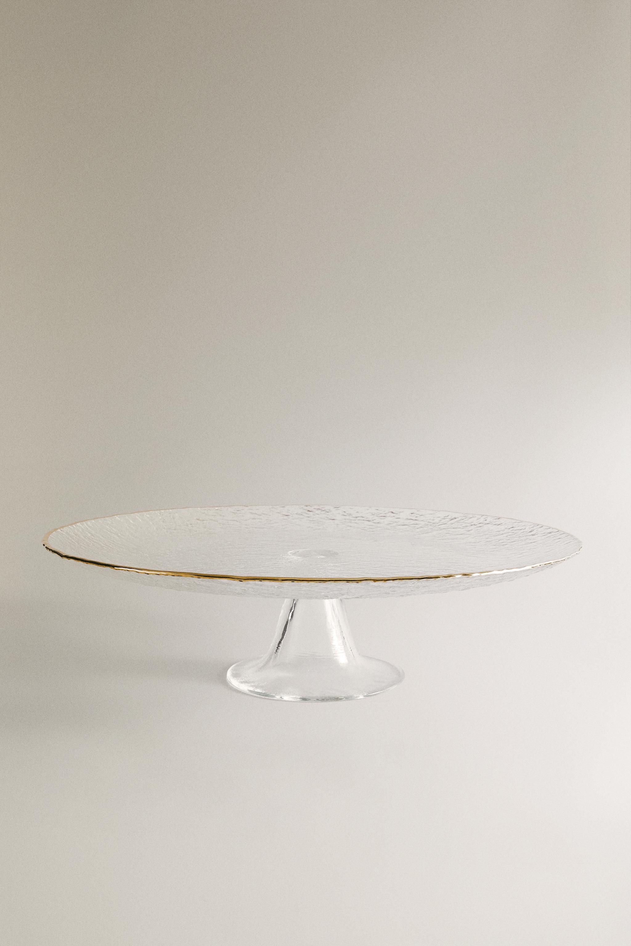 PLAT EN VERRE RELIEF FILET DORÉ