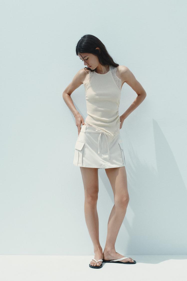 FALDA PANTALÓN CARGO Blanco roto ZARA Mexico - Main Image