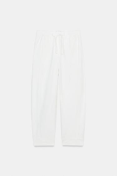 Zara ELASTIC WAIST PANTS - White