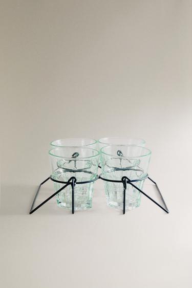 GLASS TUMBLER WITH RAISED DESIGN - Blue by Zara - Image 0