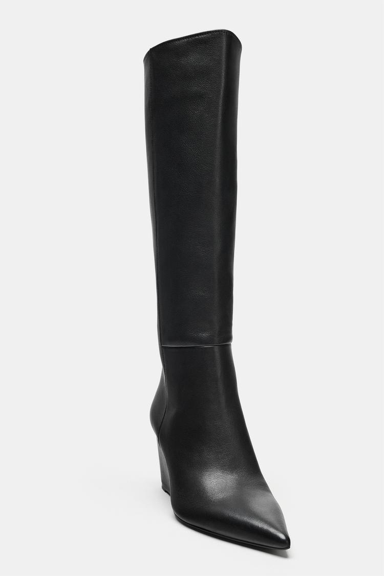 Botas altas de cuña de cuero 7