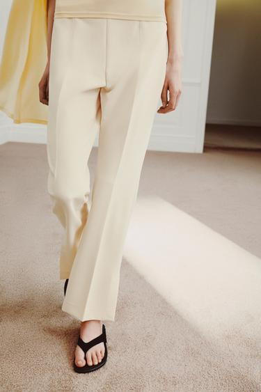 ZW COLLECTION HIGH-WAIST CROPPED TROUSERS - Ecru by Zara