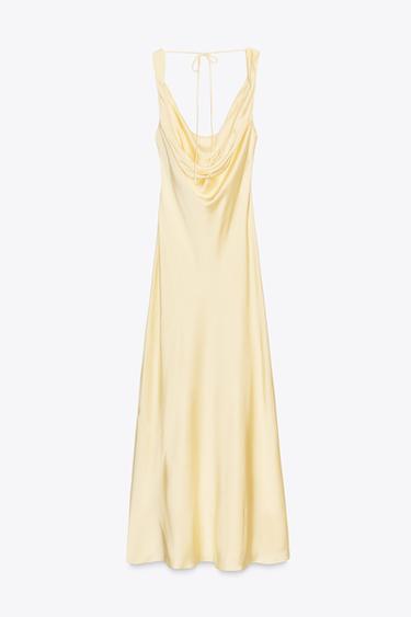 ZW COLLECTION LONG SATIN DRESS - Yellow by Zara - Image 7
