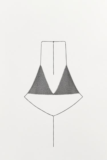 SUJETADOR TRIANGULAR CADENA - Plata de Zara