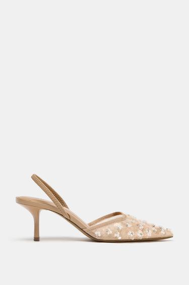 FAUX PEARL SLINGBACKS - Beige by Zara